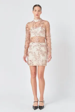 Sequins Embroidered Mini Dress