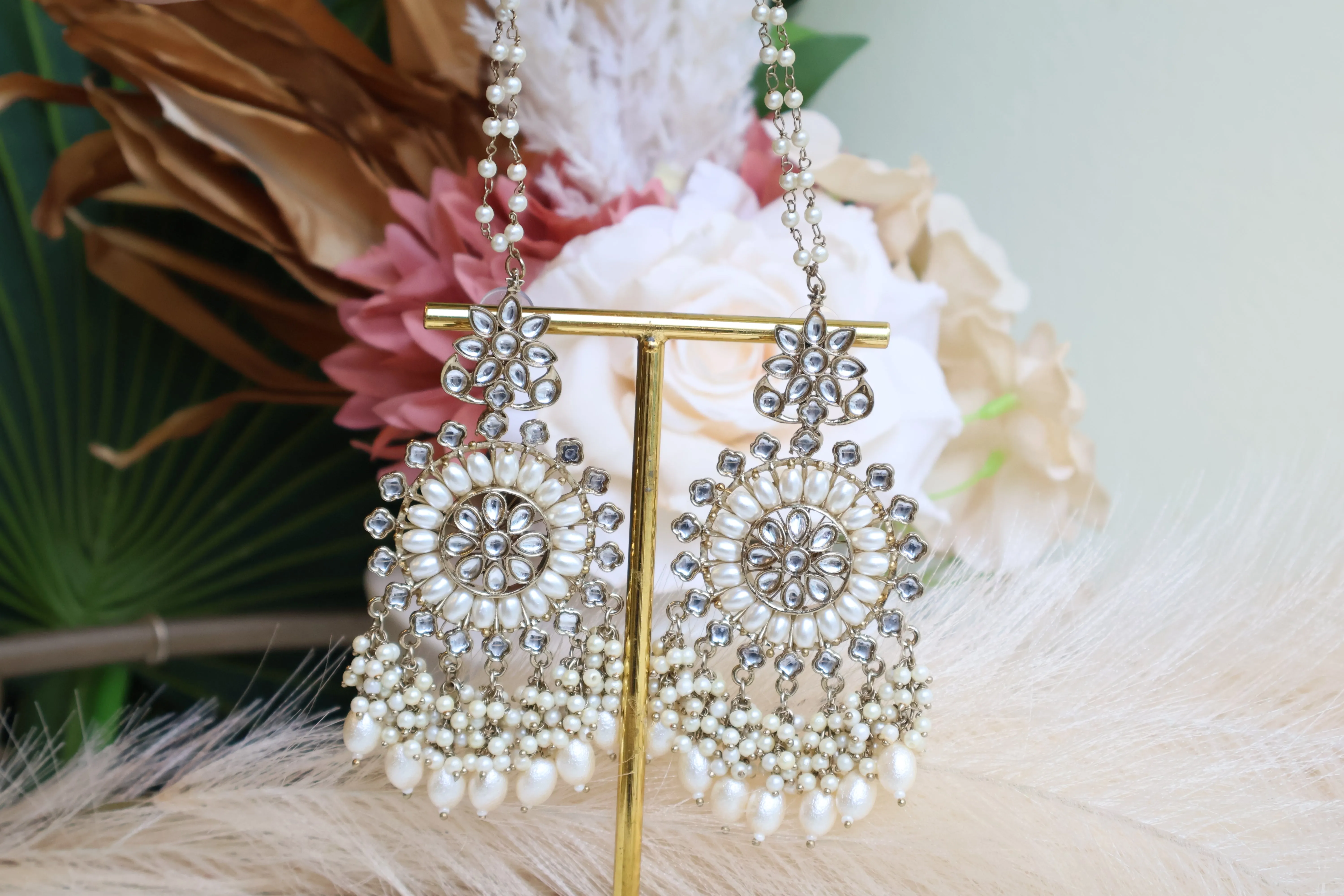 Shalini White Beads Kundan Earring