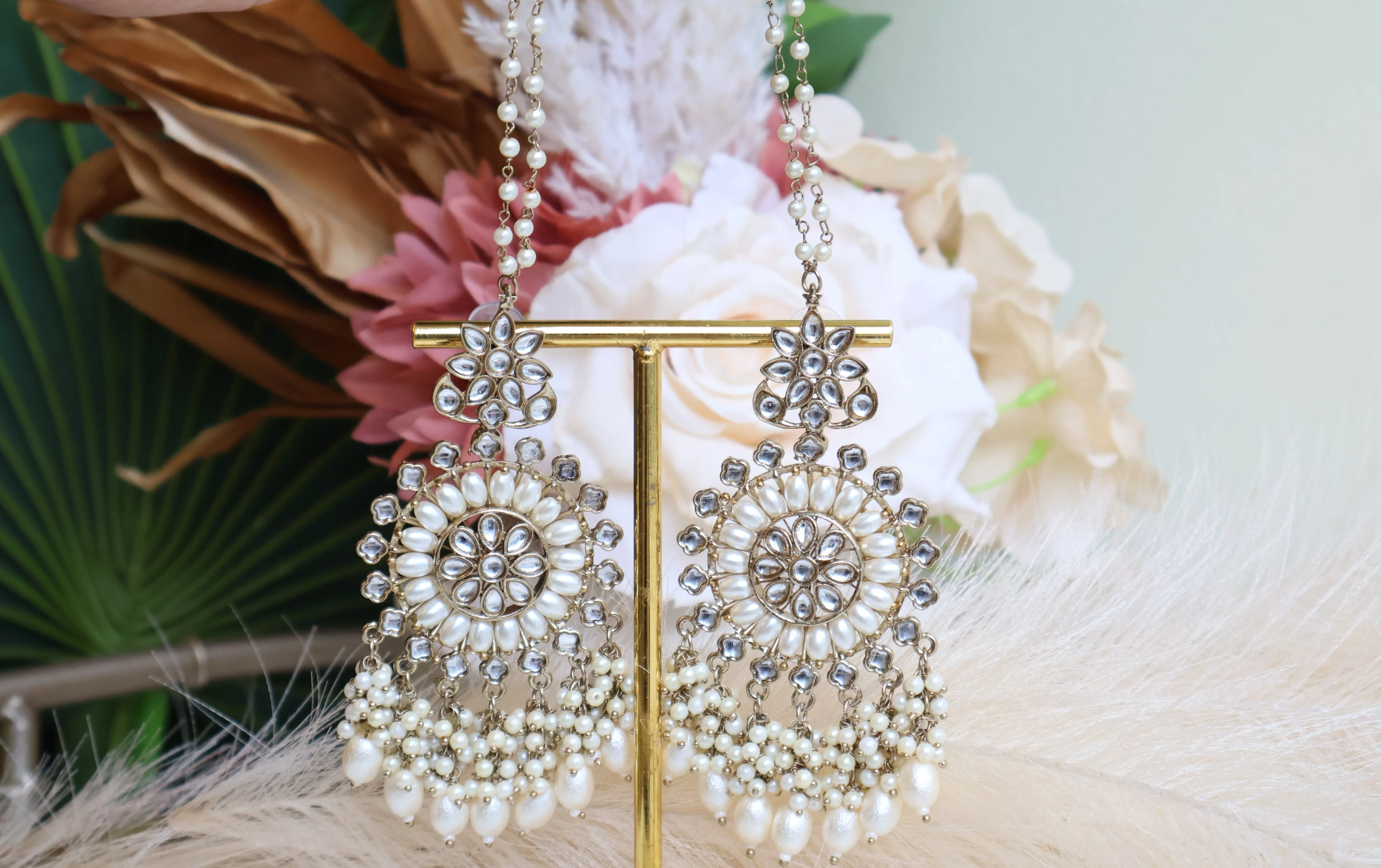 Shalini White Beads Kundan Earring