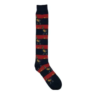 Shuttlesocks Pheasant Long Welly Socks - Red/Navy