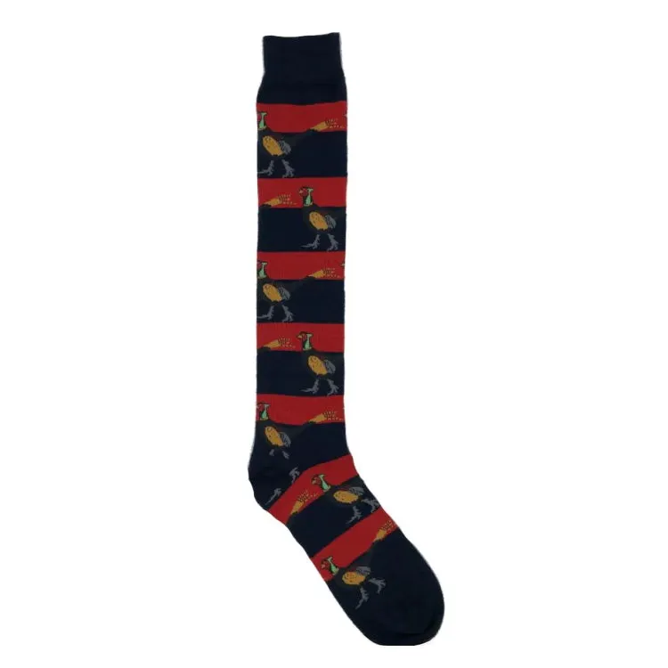 Shuttlesocks Pheasant Long Welly Socks - Red/Navy