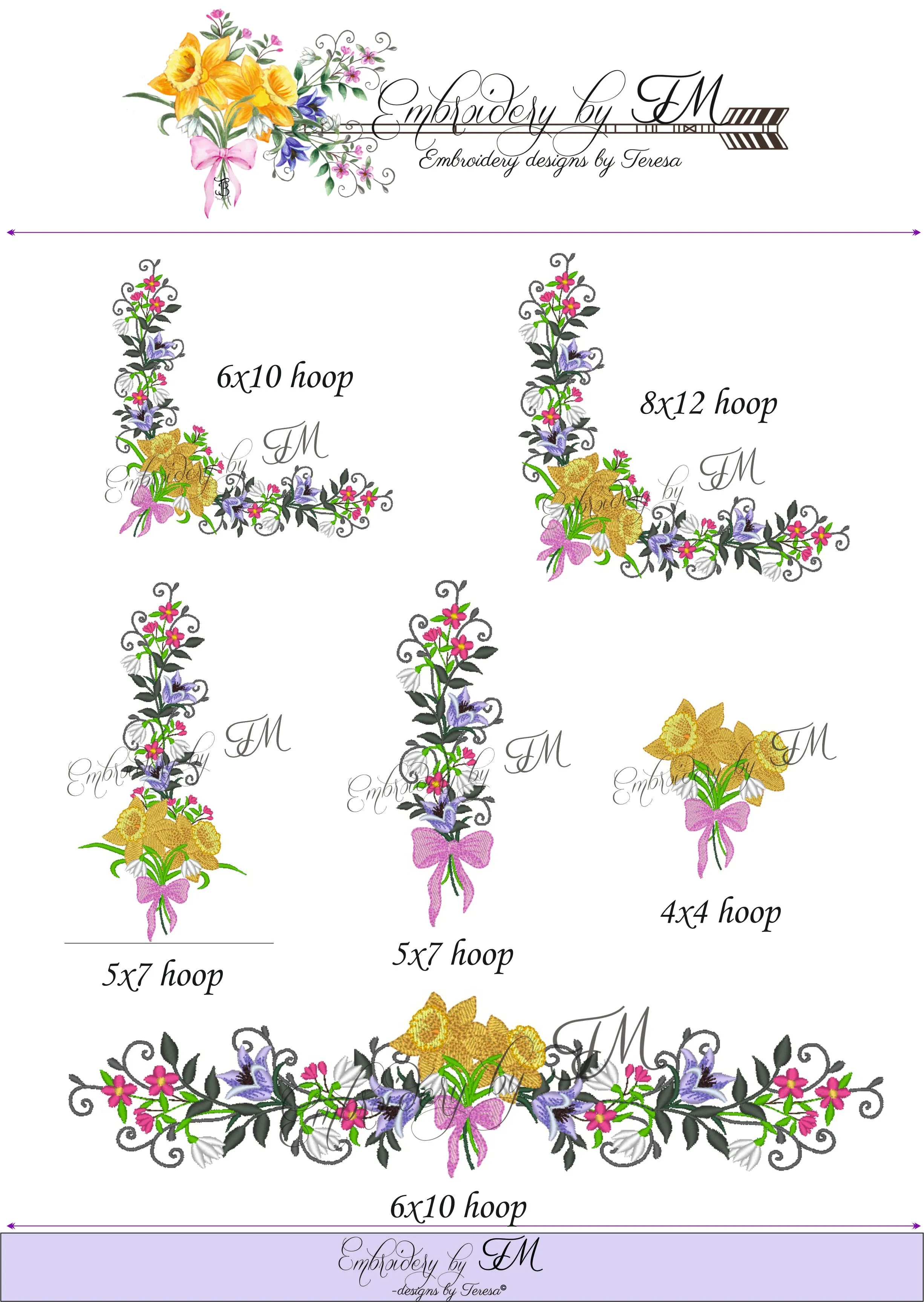 Spring flowers by TM / embroidery designs/more variants