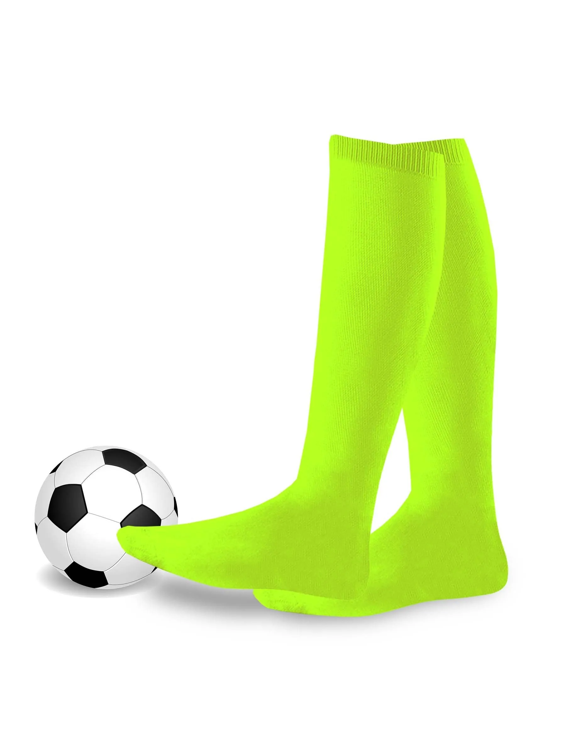 TeeHee Socks Unisex Soccer Acrylic Over The Knee High Neon Green 3-Pack (50081)