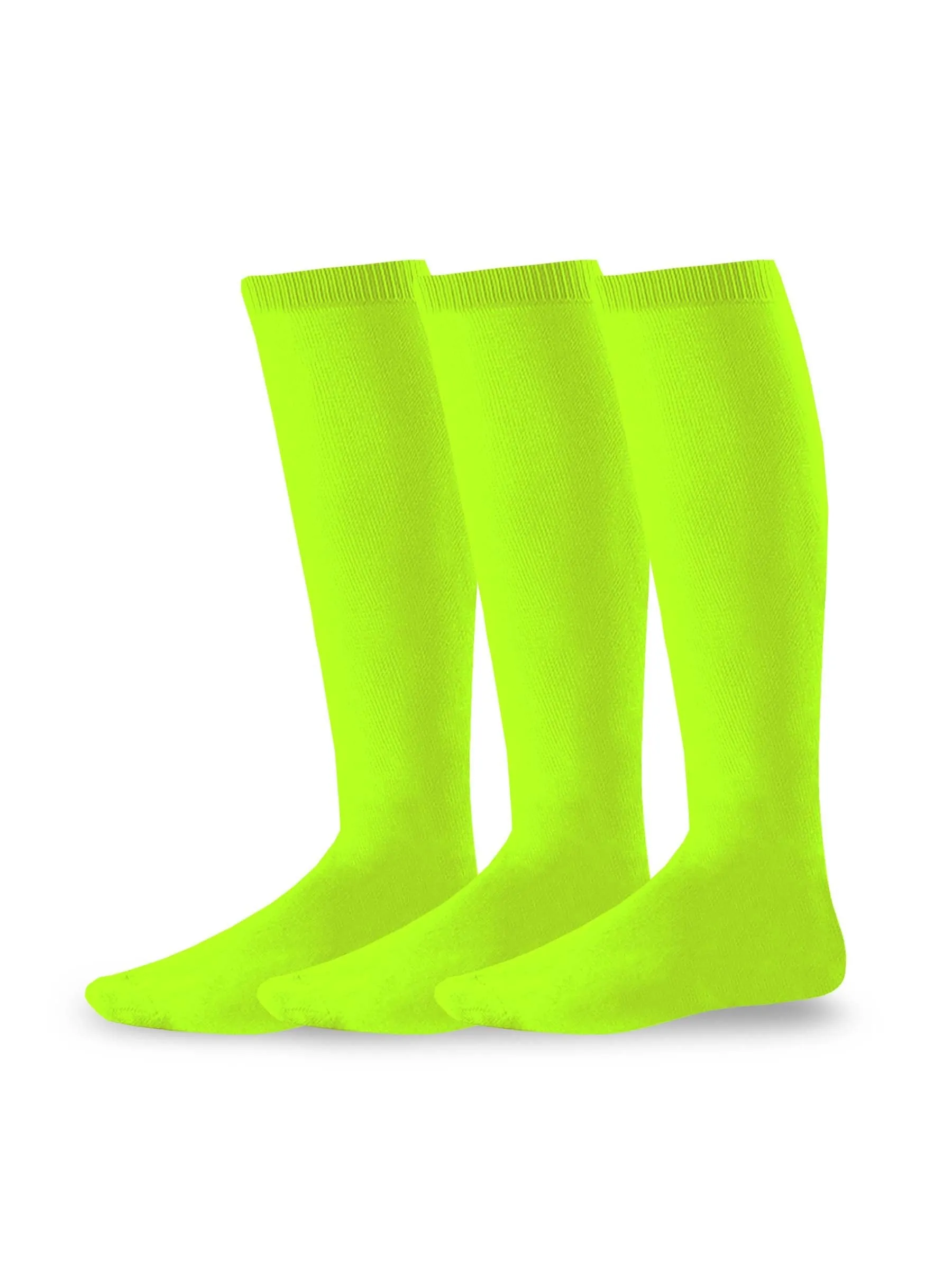 TeeHee Socks Unisex Soccer Acrylic Over The Knee High Neon Green 3-Pack (50081)