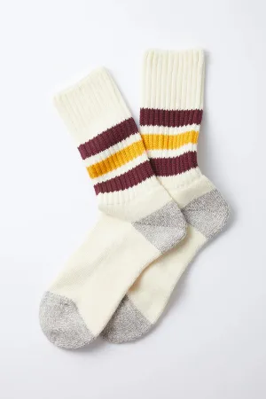 Three Stripe Sock - Bordeaux/Yellow