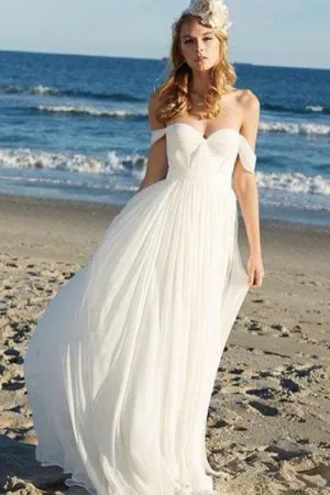 Unique Off The Shoulder Sweetheart Wedding Dresses  AHC568