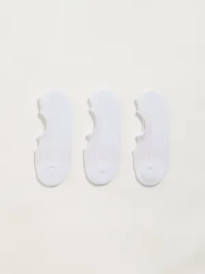 WES Lounge White No-Show Cotton Blend Socks - Pack of 3