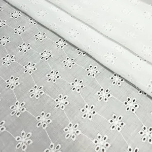 White Floral Embroidered Heavy Hakoba Cotton Fabric
