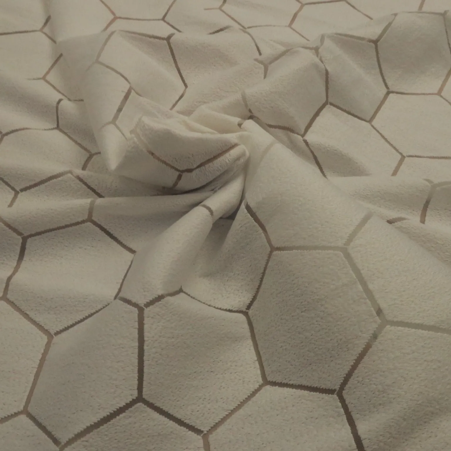 White Tulle  With  Geometric Design Embroidered Fabric