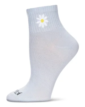 Women's Daisy Embroidery Athletic Quarter Socks
